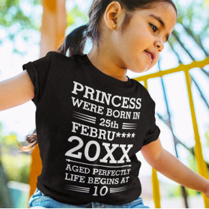 T-shirt Personnalisé Princesse Née à Date Mois Année Âge