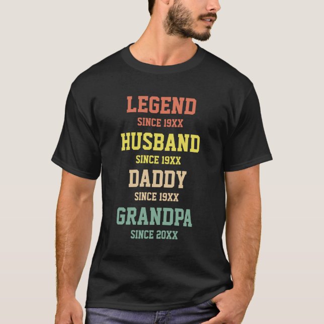 T-shirt Personnalisé Retro Legend Mari Daddy Grand-père (Devant)