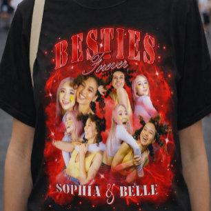 T-shirt personnalisé rouge rétro Bootleg Besties 9
