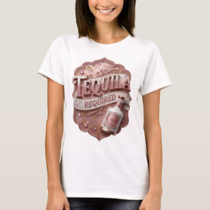 T-shirt personnalisé TEQUILA REQUIS Rose Élégant