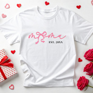 T-shirt Personnalisée Pink Mama Est 2025 Coquette Bow Mom