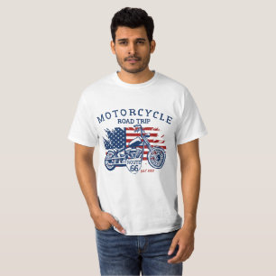 T-shirt Personnaliser Circuit Moto Route 66 Drapeau USA