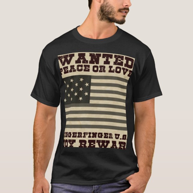 T-shirt Personnaliser de base Produit Paix Recherchée. (Devant)