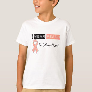 T-shirt Personnaliser Je Porte Du Ruban De Pêche Cancer D