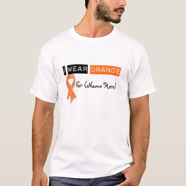 T-shirt Personnaliser Je Porte La Leukémie Du Ruban D'Oran (Devant)