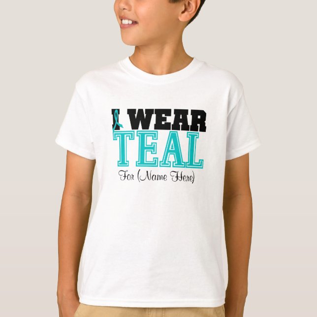 T-shirt Personnaliser je porte le cancer de l'ovaire Turqu (Devant)