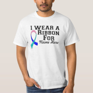 T-shirt Personnaliser je porte un ruban Turquoise, rose et