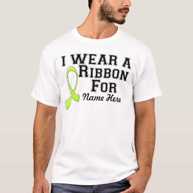 T-shirt Personnaliser je porte un ruban vert citron (Devant)
