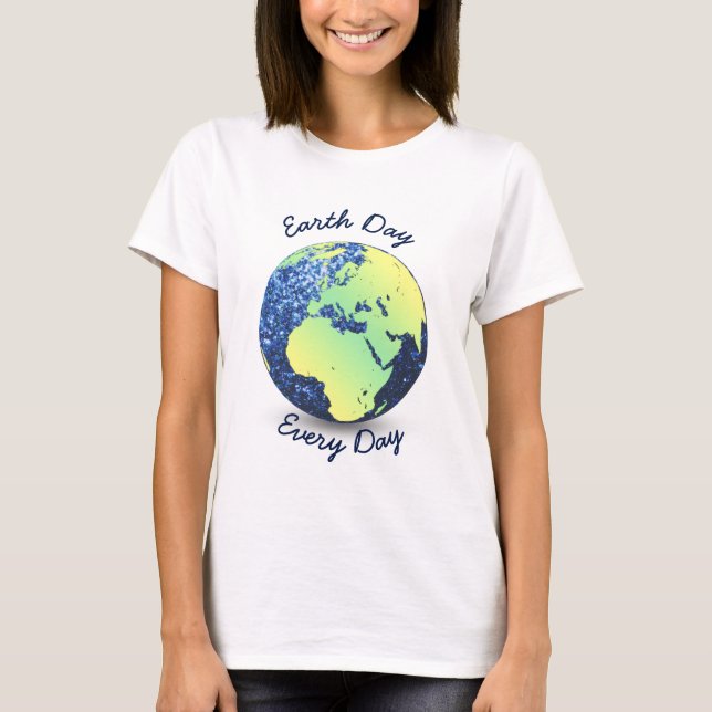 T-shirt Personnaliser Jour des terres tous les jours bleu  (Devant)
