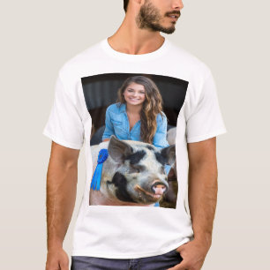 T-shirt Personnaliser la photo de porc de l'exposition de 