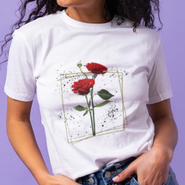 T-shirt Personnaliser le monogramme de chemise à rose roug (Créateur téléchargé)