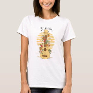 T-shirt Personnaliser Nom Guitare Avec Fleur