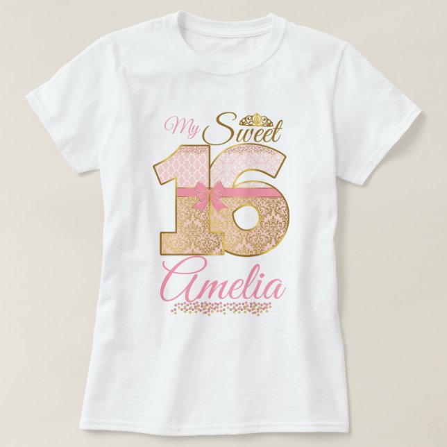 T-shirt Personnaliseur de mon sweet sixteen | mon doux 16è (Design devant)