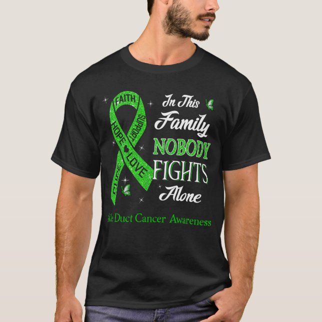T-shirt Personne ne combat seul Bile Duction Cancer Sensib (Devant)