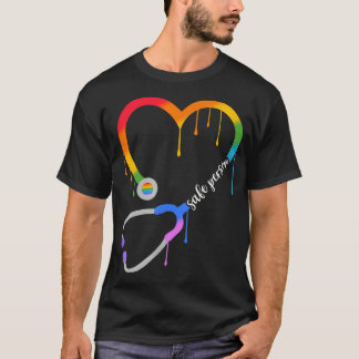 T-shirt Personne sûre, stéthoscope cardiaque, infirmière C