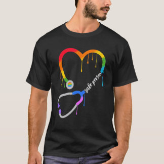 T-shirt Personne sûre Stethoscope cœur Infirmière Cna Méde