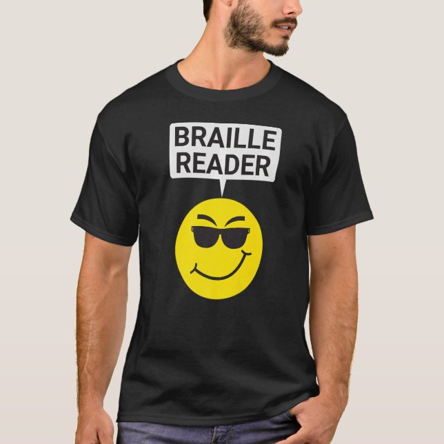 T-shirt Personnes aveugles Humour Lecteur en braille Lecte (Devant)