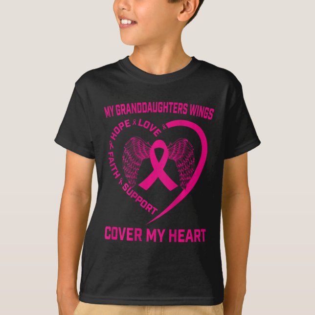 T-shirt Perte De La Petite-Fille Cancer Du Sein Heart Wing (Devant)