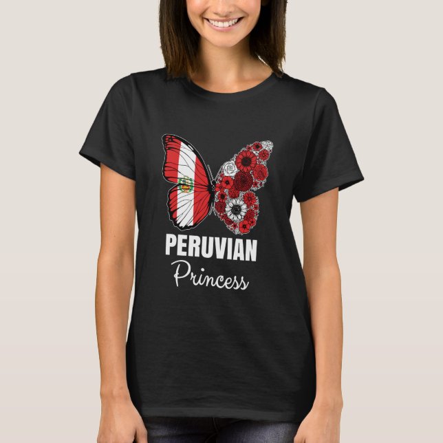 T-shirt Peruvian Princess Butterfly Roots Perú Pride Peru  (Devant)