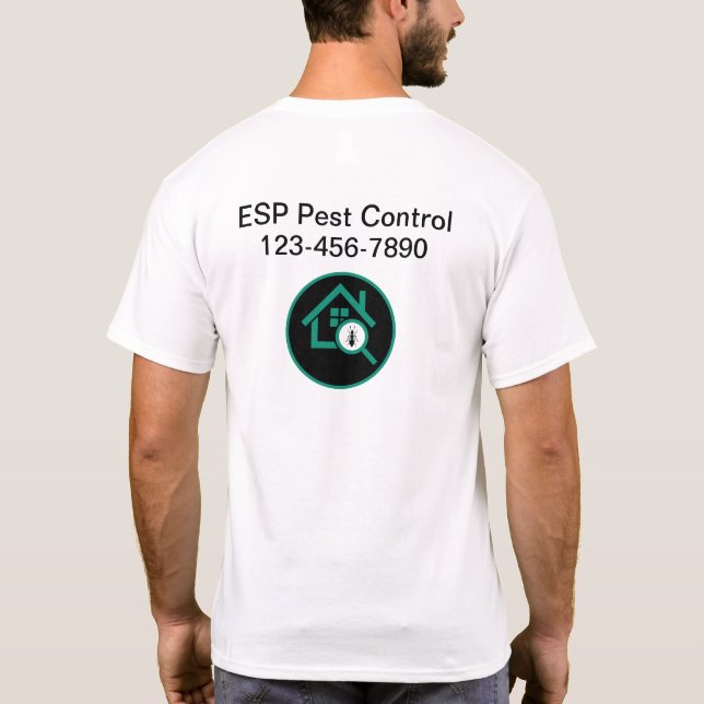 T-shirt Pest Control Business Staff Logo Shirts de travail (Dos)