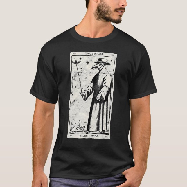 T-shirt Peste Doctor Occult Black Death Tarot Card Antich (Devant)