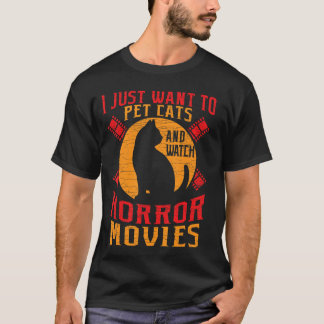 T-shirt Pet Cat Watch Horror Movies vintage