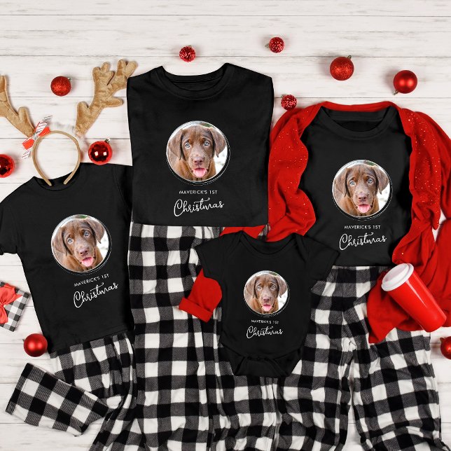 T-shirt Pet Chien Noël Photo personnalisée Black Holiday (Créateur téléchargé)