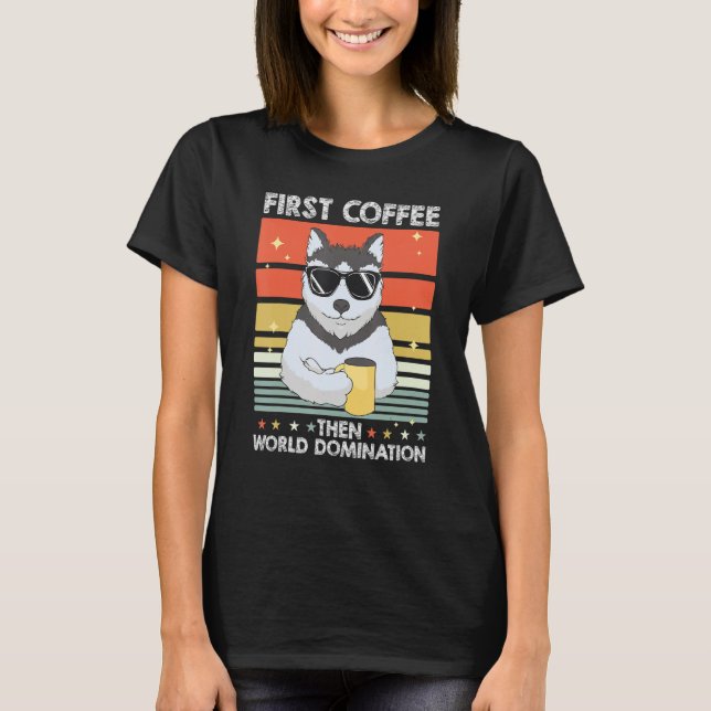 T-shirt Pet Coffee   Dog Breed Siberian Husky (Devant)