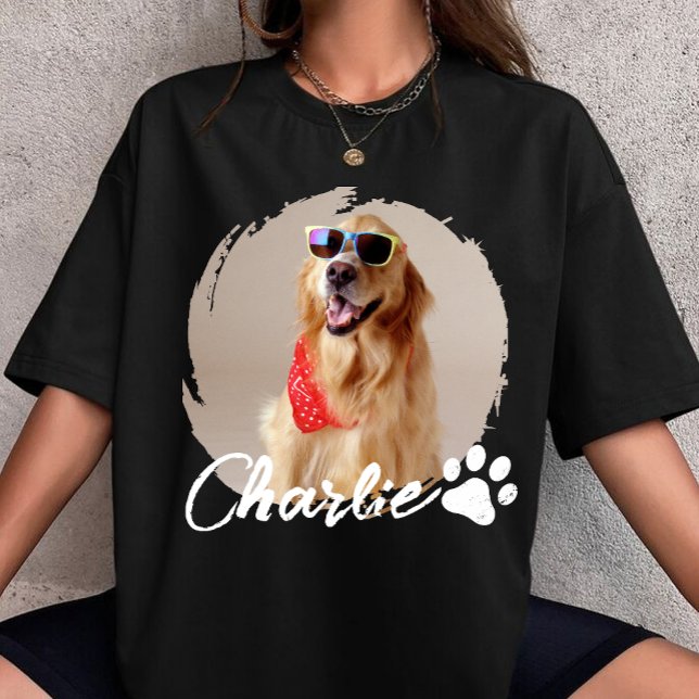 T-shirt Pet Grunge Simple Modern Custom Dog Photo & Name (Créateur téléchargé)
