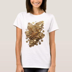 T-shirt Pétales scintillants dorés argentés dynamiques