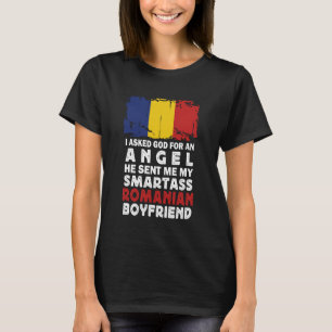 T-shirt Petit ami roumain drôle et prétentieux Drapeau de
