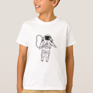 T-shirt Petit astronaute à main noire et blanche