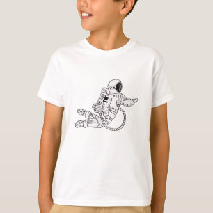 T-shirt Petit astronaute à main noire et blanche