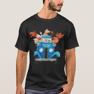 T-shirt Petit Camion Bleu Avec Animaux De Ferme Maladie Cl