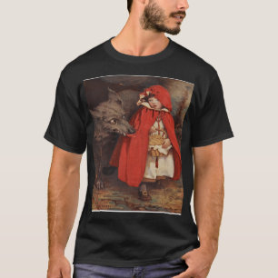 T-shirt Petit chapeau rouge vintage et grand loup méchant