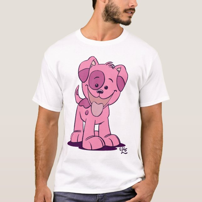 T-shirt petit chiot rose enfant (Devant)