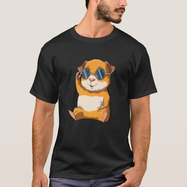 T-shirt Petit cochon de Guinée mignon avec lunettes de sol (Devant)