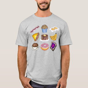 T-shirt Petit-déjeuner Aliments Oeufs Toast Muffins Bacon 