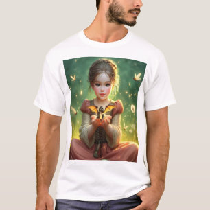 T-shirt Petit gardien de dragon avec papillons