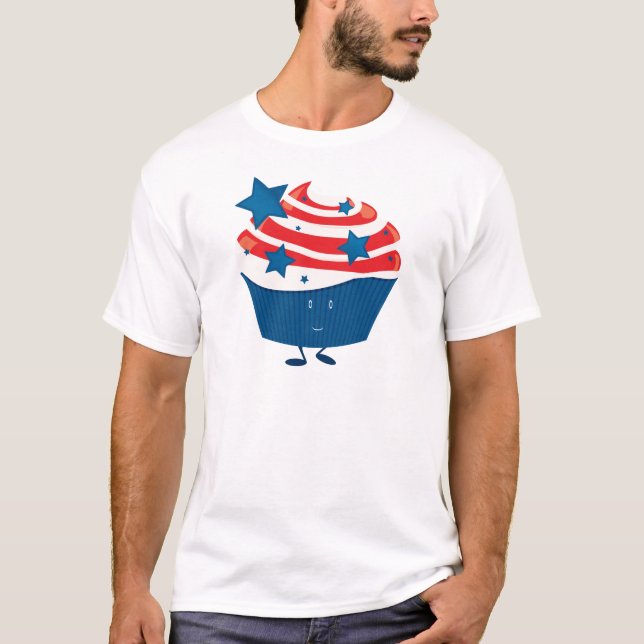 T-shirt Petit gâteau blanc et bleu rouge de sourire (Devant)