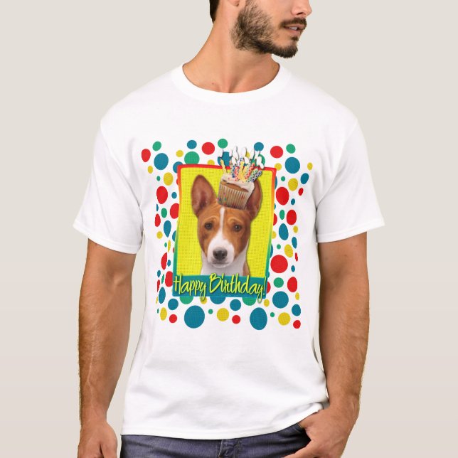 T-shirt Petit gâteau d'anniversaire - Basenji (Devant)