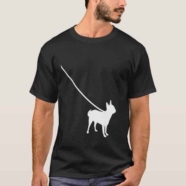 T-shirt Petit Haired Chihuahua Sur Un Petit Chien En Feuil (Devant)