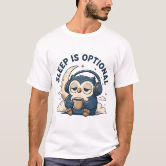 T-shirt Petit hibou amateur de café pour qui le sommeil es