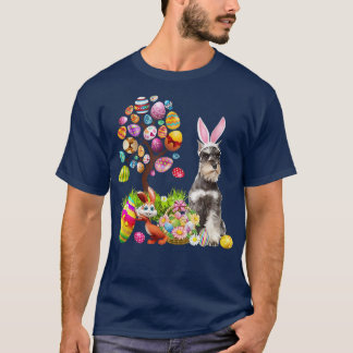 T-shirt Petit lapin Schnauzer Chien Joyeux Oeufs de Pâques