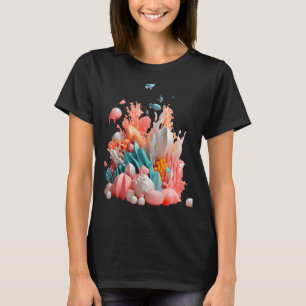 T-shirt Petit monde sous-marin rose