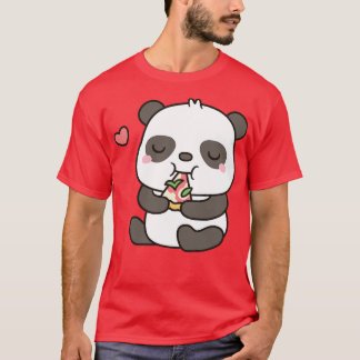 T-shirt Petit Panda Gentil Et Pizza