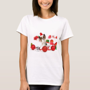 T-shirt Petit Papillon Chien Noël Santa Hat
