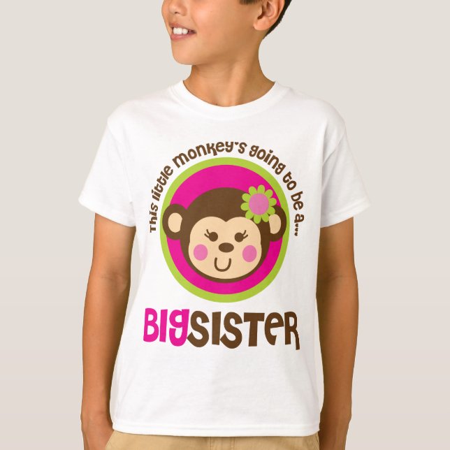 T-shirt Petit singe allant être une grande soeur (Devant)