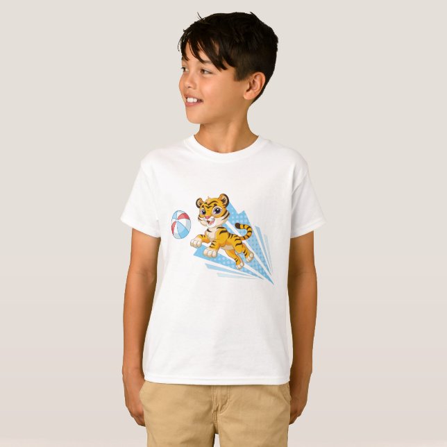 T-shirt Petit tigre avec boule (Devant entier)