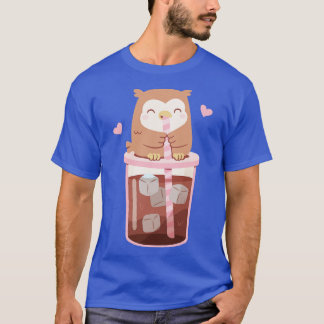T-shirt Petite Chouette Mignonne Profitant Du Café Glacé